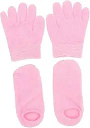Housoutil 2pairs Moisturizing Spa Gloves and Socks Kit for Women Washable Foot and Hand Lightweight and Portable for Skin Care Treatments
