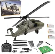 K170 UH60L Remote Controlled Helicopter Aircraft Plane 2.4Ghz 4CH RC Helicopter Heli Aileronless 6-Axis Gyroscope Altitude Hovering 3-Batteries for Adults Beginners
