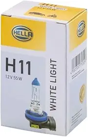 HELLA 8GH 223 498-151 Halogen Light Bulb - H11 - White Light Up to 4200 Kelvin - 12 V - 55 W - Base Type: PGJ19-2 - Box - Quantity: 1