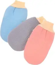 [Ipetboom] 3pcs Exfoliating Gloves Shower Gloves Bath Gloves Exfoliation Exfoliant Glove Gentle Skin Exfoliate Glove Scrubber Hand Deep Dead Body Scrub Gloves Exfoliating Sponge Rayon
