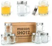 Mini Mason Jar Shot Glasses with Handles (Set of 8) – Leak-Proof Lids - Great...