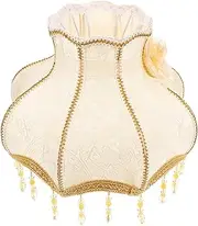 SOESFOUFU Vintage Floral Lamp Shade with Crochet and Beads Elegant European Style Lampshade for Table and Floor Lamps Easy to Install Decorative Desk Lampshade
