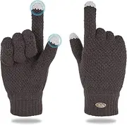 [Funky Junque] Basics Touch Screen Gloves for Men Knitted Cold Weather Tech Winter Men’s Gloves with Touchcreen fingers