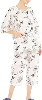 narue(ナルエー) Narouay Women's Ruched Voile Tulip Raglan Sleeve Pajamas Set, Beige, Free Size