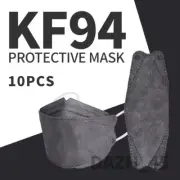 10 Pcs Gray Adult KF94 Disposable Face Masks 4 Layer with Adjustable Nose Clip