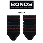 Bonds Mens Hipster Brief Wide Comfortable Elastic Waistband 12 Pack MXP83W