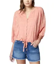 Sanctuary Clothing Womens Tie-Front Button Down Blouse