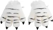 [SHOWERORO] 1 Pair Tiger Gloves Winter Mittens Furry Suit for Kids Tiger Role-play Prop Kids Mittens Warm Gloves Tiger Palm Gloves White Mittens Simulation Animals Palm Toy Tiger Claw Gloves