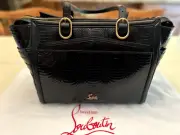 CHRISTIAN LOUBOUTIN Farida Bowler Watersnake BLACK handbag / NEW WITH TAGS!