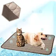 MeiLiMiYu Washable Dog Cooling Mat Ice Silk Pet Self Cooling Pad Blanket (40x28 in, Coffee)