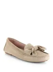 MIU MIU DONNA CUTE BEIGE SUEDE BOW MOCCASINS LOAFERS FLATS EU 38.5 I LOVE SHOES
