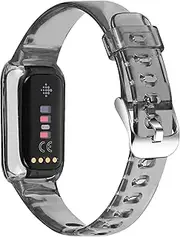 Sporty Wristband Accessories Watch Case Cover Protector Protective Clear TPU Rugged Band Case intended for Fit bit Luxe Bands (Black)