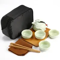 在飛比找momo購物網優惠-【米蘭精品】旅行茶具組9件組含茶壺茶杯托盤(輕巧便攜陶瓷茶具