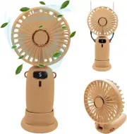 Handheld Portable Fan Foldable Small Fan LED Display 5 Modes Pink