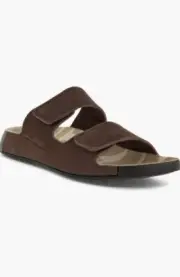 ECCO Men's Cozmo Hook & Loop Straps Leather Sandal Mocha US Size 11-11.5