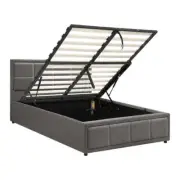 NNEED Bed Frame King Single Gas Lift Storage Base Fabric Grey