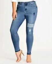 City Chic Harley Mid Jean Patchwork Size 22 Short