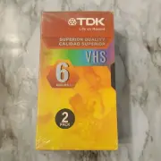 TDK VHS Video Tapes 2 Pack Digital Source Recording 6 Hours Superior Quality