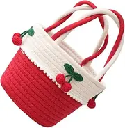 ifundom Rope Cherry Basket Small Storage Basket Handheld Basket Baskets for Organizing Rope Basket for Table Storage Basket Organizer Woven Storage Basket Large Storage Baskets Cotton Rope