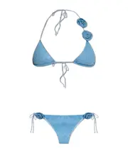 Oséree Metallic Finish Bikini Set Blue