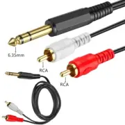 20cm/1.5m 6.35mm Male Jack to 2xRCA Phono Male Jack Stereo-Audio Cable Aux-Cord