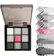 Dark Grey Shimmer Eyeshadow | Shimmer Silver Gray Color Eye Shadow Palettes - Blendable 9 Colors, High Pigmented, Long Lasting for Midnight Masquerade