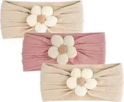 3Pcs Newest Baby Bow Headbands,Baby Girl Headband and Bow Classic Knot Nylon Headwrap for Newborn Infant Toddlers Kids