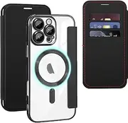 Flip Case for iPhone 16 Pro Max Case Matte Phone Case Cover,Card Slot Build-in Len Protector for Apple iPhone 16 Pro Max Matte Phone Case Cover (Black, iPhone 16 Pro Max)