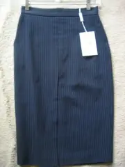 MAX MARA BRAND NEW W/TAGS Straight Pin Stripe Blue Skirt, Size 2, MSRP $635.00