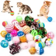 30Pcs Cat Ball Toys Cat Kitten Chew Toys Balls with Bell Cat Crinkle