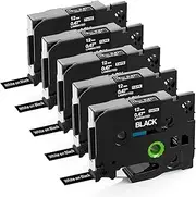 Labelife TZe-335 Label Tape Replacement for Brother P Touch Label Maker Tape White on Black TZe TZ Tape 12mm 0.47 Laminated Black Label Tape TZe335 for Brother PT-D220 PT-D210 PT-H110, 5-Pack