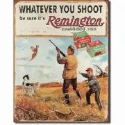 Remington Whatever You Shoot Rifle Hunting Distressed Retro Vintage Tin Sign New