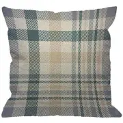 Plaid Throw Pillow Cover,Tartan Scottish in Beige White Dusty Teal Color Z32