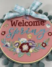 The Pioneer Woman Welcome Spring Embroidery Hoop Wall Art 10” Home Decor NWT