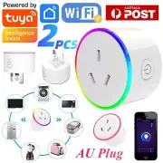 2X Smart Power Socket RGB Light Timer Switch Outlet AU Plug Tuya WiFi APP Google