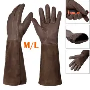 M/L Long Tube Gardening Mitts Coffee Pruning Gloves Breathable Gauntlet Garden