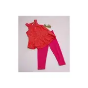 NICOLE MILLER NWT Fuchsia Pink & Orange Girls 2 pc Cotton Tunic & Pant Sz 24 mo