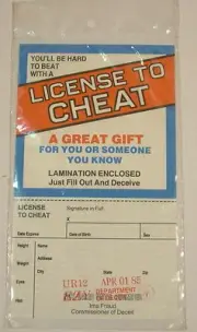 Vintage Novelty License To Cheat joke april fool party birthday gift