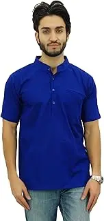 [Atasi] Mandarin Collar Men's Short Kurta Cotton Slub Shirt