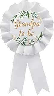 [WOWOPA] Grandpa to Be Pin, Gender Reveals Baby Shower Tinplate Badge White Corsage Button Pin, New Grandpa Party Gift Decorations Sign - 1Pcs, White, Plastic, no gemstone