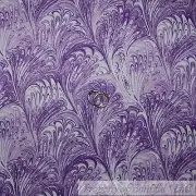 BonEful Fabric FQ Cotton Quilt Purple Cream Tone Tonal Peacock Feather Paisley S