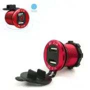 12V 4.2A Dual USB Auto Car Cigarette Lighter Charger Red LED Digital Voltmeter (for: Audi)