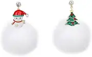 [AOKWAWALIY] 1 Pair Christmas Pom Earrings Delicate Ear Jewelry Fur Ball Earrings Faux Ball Earrings Christmas Jewelry Christmas Ear Studs Trendy Ear Jewelry Holiday Earring Hairball White