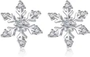 Hypoallergenic 925 Sterling Silver Cute Small Tiny Snowflake Stud Earrings for W
