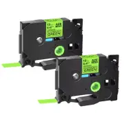 2PK Compatible with Brother P-Touch Tze D31 Fluorescent Green Label Tape 12mm