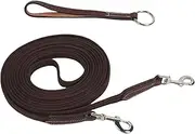 Horse Lunge Line, Rotating Snap Buckle Cowhide Webbing Comfortable Grip Long Horse Training Rope, Suitable for Daily Training Walking(Brown)