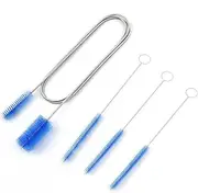 Flexible Drain Brush Cleaner Kit – CPAP Hose Cleaner 5ft Long Elastic Double Head Nylon Cleaning Brush + 3pcs 10” Straw Brushes for Aquarium Water Filter Pipe Air Tube Fish Tank Tub Sinks Glass Vase