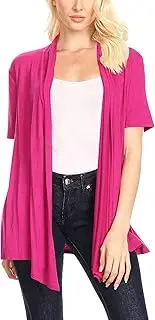 [HEO CLOTHING] Women's Solid & Printed Short Sleeves Open Front Draped Cardigan/MADE IN USA