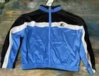 Vintage Mens Large Starter Full Zip Warm Up Jacket Navy White Blue Logo Track