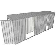 Build-a-Shed 0.8 x 5.2 x 2m Single Hinged Door Skillion Shed with Double and Single Sliding Side Doors - Zinc